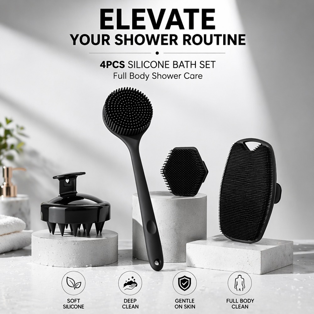 Dry Brush Body - 4PCS Set Silicone Body Scrubber Soft